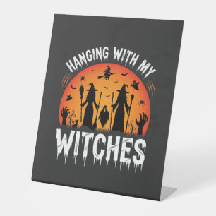 Signe De Table La fête d'Halloween avec mes sorcières lune vintag