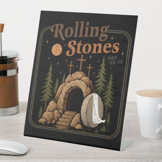 Signe De Table La Pierre A Été Roulée Il Est Vivant Pâques (In SItu)