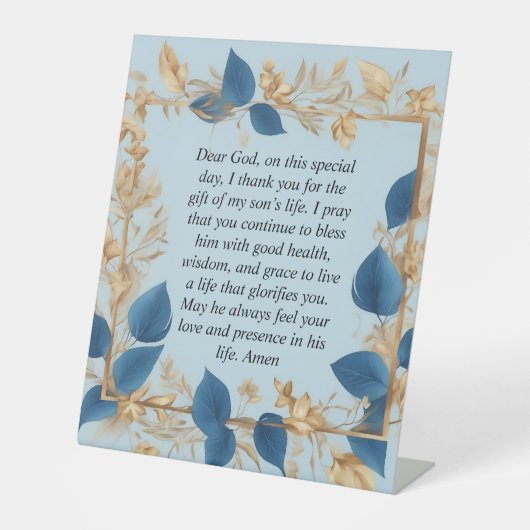 Signe De Table La prière d'une mère pour son fils (Recto)