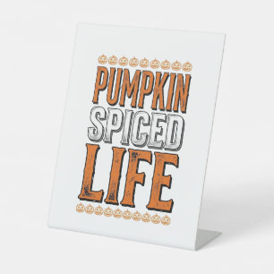 Signe De Table La vie épicée de citrouille Typographie Halloween