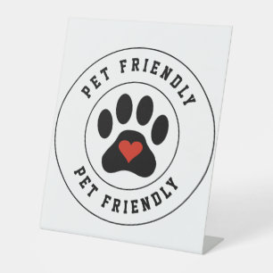 Signe De Table Label Amical Animaux avec patte coeur
