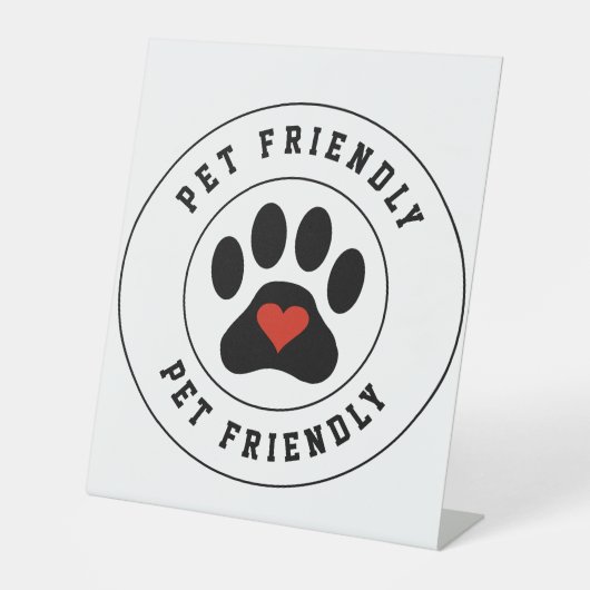 Signe De Table Label Amical Animaux avec patte coeur (Recto)