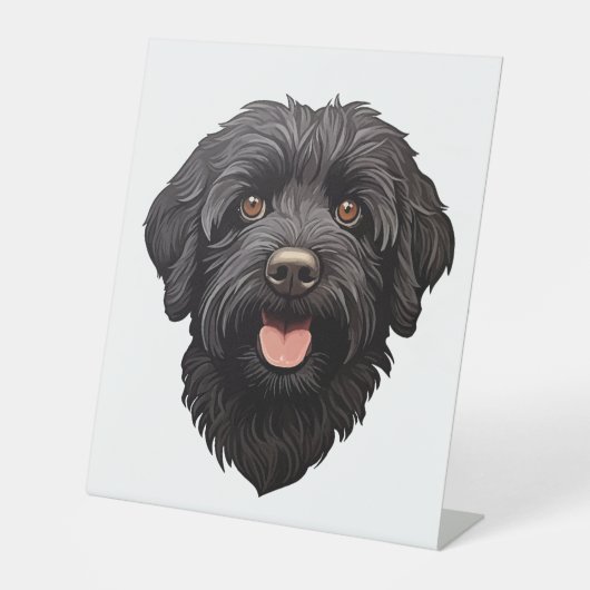 Signe De Table Labradoodle Chien noir (Recto)