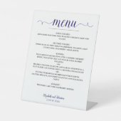 Signe De Table Lacy Calligraphy Marine Blue & White Mariage Menu (Recto)