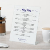 Signe De Table Lacy Calligraphy Marine Blue & White Mariage Menu (In SItu)