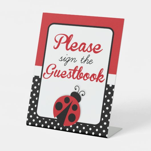 Signe De Table Ladybug Guestbook Anniversaire ou Baby shower (Recto)