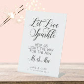 Signe De Table Laisser l'amour s'étinceler, Sparkler Mariage sign