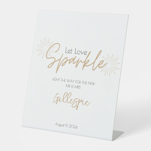 Signe De Table Laisser l'amour Sparkle Sparkler Envoyer (Recto)