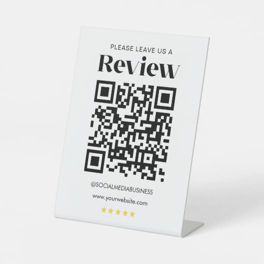 Signe De Table Laisser un avis QR Code des médias sociaux personn (Recto)