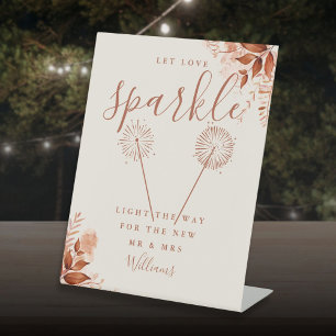 Signe De Table Laissez l'amour scintiller Rustique Floral Mariage