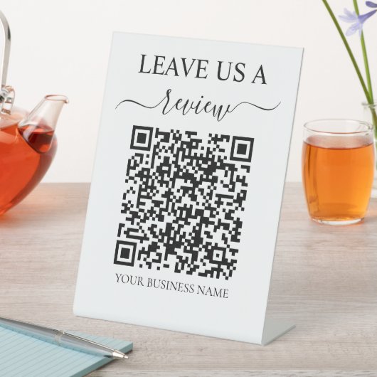 Signe De Table Laissez-nous un examen Analyse QR Code Boutique Dé (In SItu)