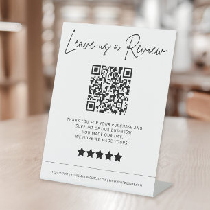 Signe De Table Laissez-nous un examen QR Code Business