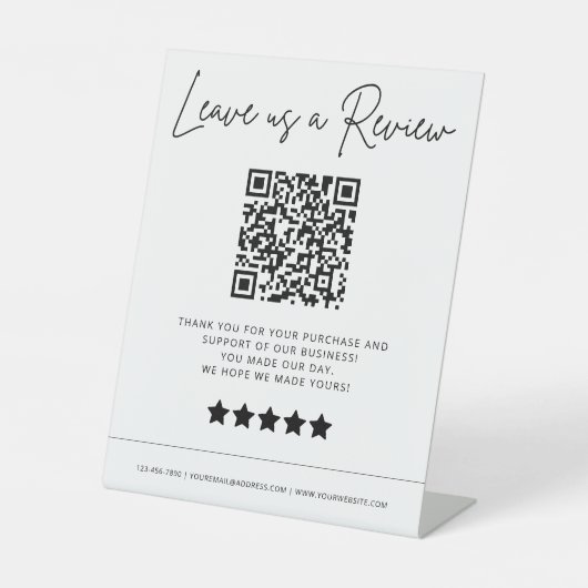 Signe De Table Laissez-nous un examen QR Code Business (Recto)