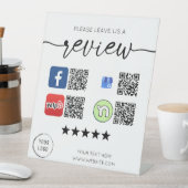Signe De Table Laissez un avis 4 QR Codes Blanc (In SItu)