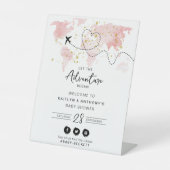 Signe De Table "Laissons Commencer L'Aventure !" Baby shower Cart (Recto)