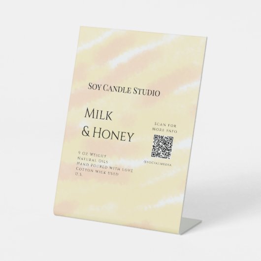 Signe De Table Lait miel bougie soja entreprise ajouter q r code (Recto)