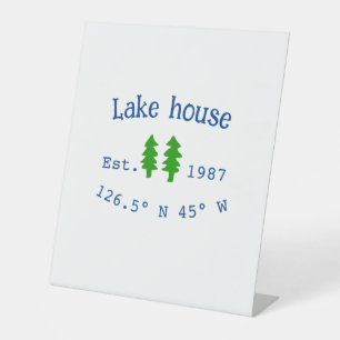 Signe De Table Lake house et. Date année coordonnées personnalisé