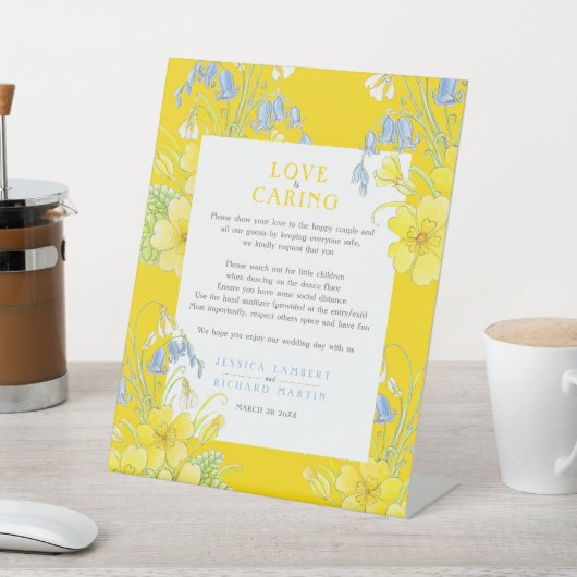 Signe De Table L'amour est attentionné mariage jaune santé (In SItu)