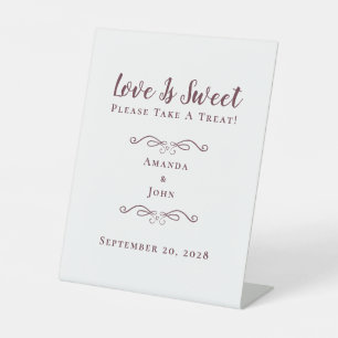 Signe De Table L'Amour Est Douce Traiter Élégant Mariage Bourgogn