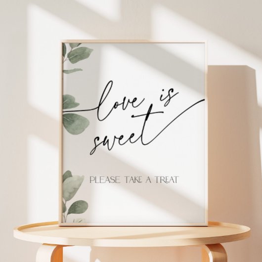 Signe De Table L'amour est doux Eucalyptus Sage Fête des mariées