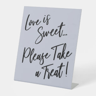 Signe De Table L'amour est doux, prenez une friandise bleu poussi