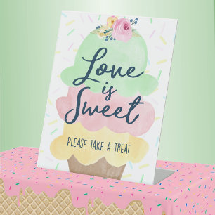 Signe De Table L'amour est doux, prenez une friandise, glace à l'