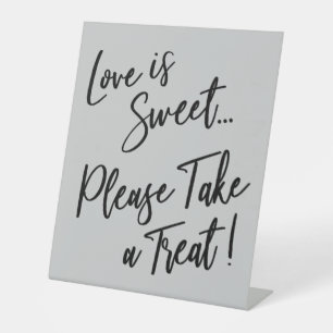 Signe De Table L'amour est doux, prenez une friandise ! Gris clai