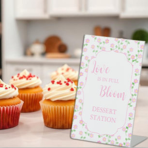 Signe De Table L'amour est en fleurs Station de desserts floraux