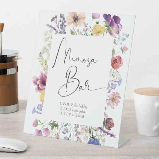 Signe De Table L'amour est en floraison fleur sauvage mimosa bar (In SItu)