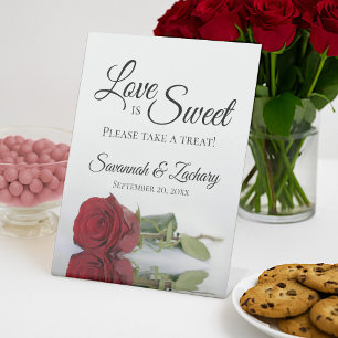Signe De Table L'amour est sucré Prenez un gâteau Élégant Rose ro
