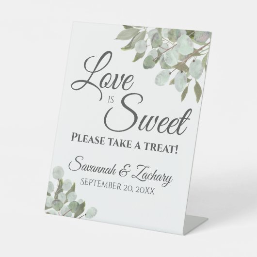 Signe De Table L'amour est sucré Prenez un soin Eucalyptus & verd (Recto)