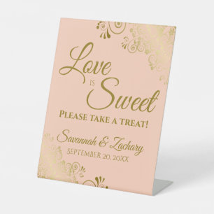 Signe De Table L'amour est sucré Prenez un traitement Or dentelle