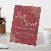 Signe De Table L'amour est sucré Prenez un traitement Or dentelle (In SItu)