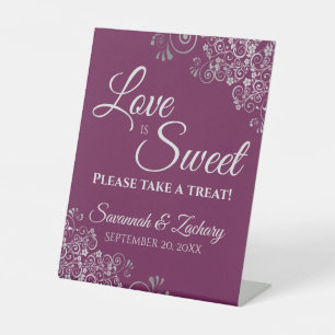 Signe De Table L'amour est sucré Prenez une gâterie Cassis violet