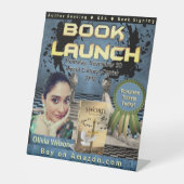 Signe De Table Lancement du livre professionnel Ink Splatter Bleu (Recto)