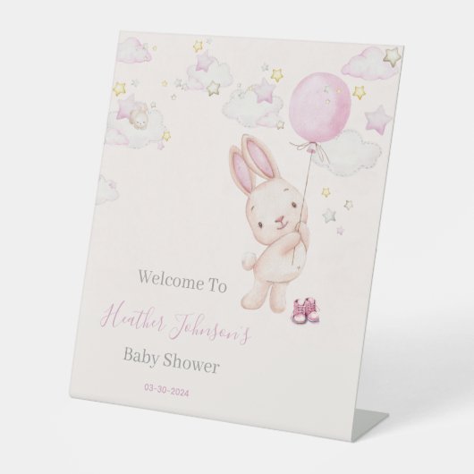 Signe De Table Lapin Baby shower fille (Recto)