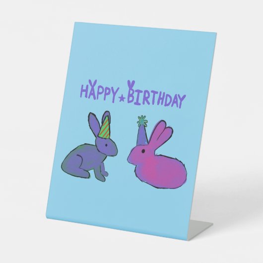 Signe De Table Lapin d'anniversaire (Recto)