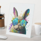 Signe De Table Lapin face Cool de Pâques lapin avec lunettes (In SItu)