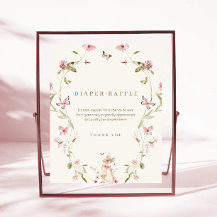 Signe De Table Lapin rose Baby shower floral Déchets Raffin