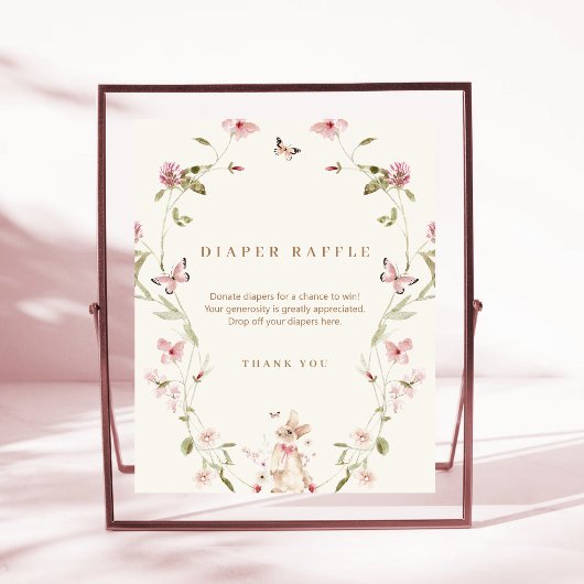 Signe De Table Lapin rose Baby shower floral Déchets Raffin