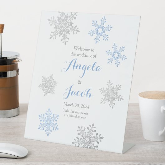 Signe De Table Lapis Blue Silver Snowflake Mariage d'hiver (In SItu)