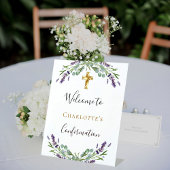 Signe De Table Lavande de verdure fleurie Confirmation bienvenue