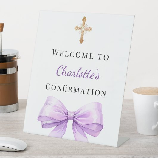 Signe De Table Lavender bow Confirmation welcome (In SItu)