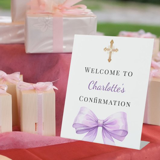 Signe De Table Lavender bow Confirmation welcome