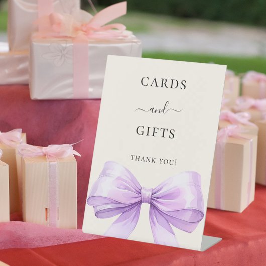 Signe De Table Lavender bow ivory cards gifts sign