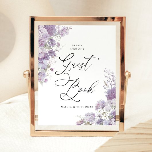 Signe De Table Lavender Floral Elegant Guest Book Wedding Table