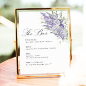 Signe De Table Lavender & Sage Green Floral Wedding Bar Menu