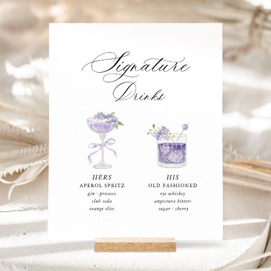 Signe De Table Lavender Signature Drinks Wedding