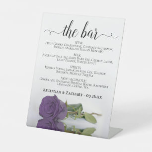 Signe De Table Le Bar - Amethyst Purple Rose Boissons Menu Mariag