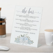 Signe De Table Le Bar - Dusty Blue Floral Boissons Menu Mariage (In SItu)